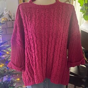 Women's Pink Cable Knit Sweater